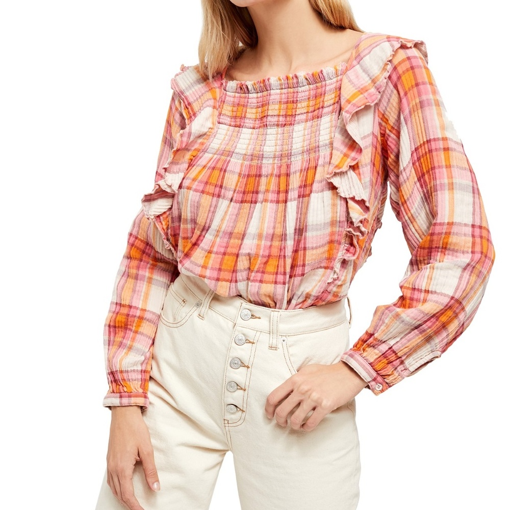 We the Free Free People Siena Plaid Pullover Top